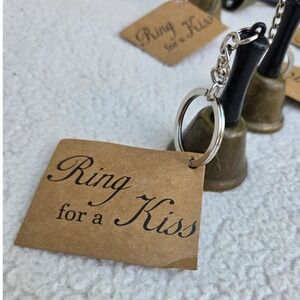 Wedding Reception Favors "Ring For A Kiss" Decor Bells Bronze Tone Rustic 12 pc
